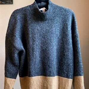 Michael Kors Charcoal and Beige Turtleneck Sweater